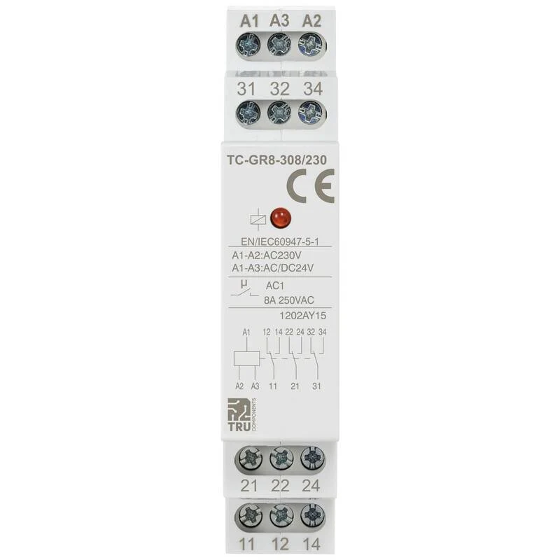 5x B-Ware TRU COMPONENTS Hilfsschalter TC-GR8-308/230 3 Wechsler Hutschiene 5 STÜCK