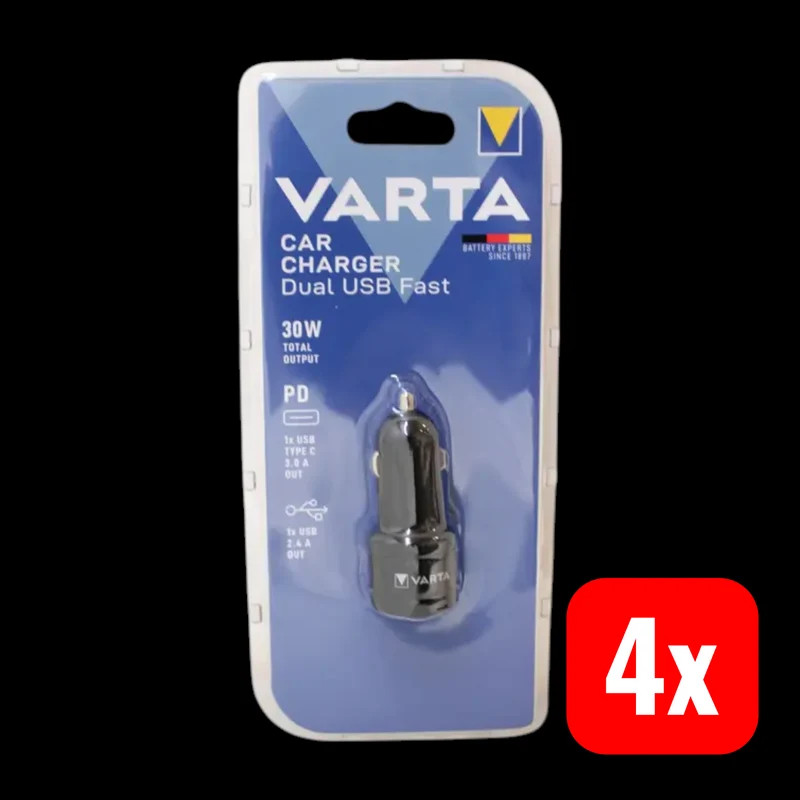4x B-Ware Varta Auto Kfz-Zigarettenanzünder USB Ladegerät Schwarz 12 V 4 STÜCK
