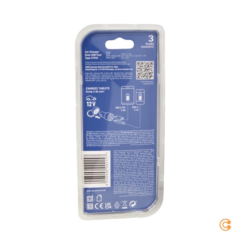 4x B-Ware Varta Auto Kfz-Zigarettenanzünder USB Ladegerät Schwarz 12 V 4 STÜCK
