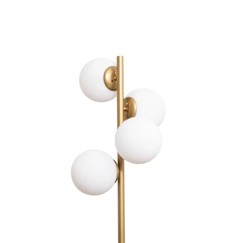 B-Ware Opviq Stehleuchte Stehlampe Faze Metall Glas gold weiss satiniert E27 LED 4-flg