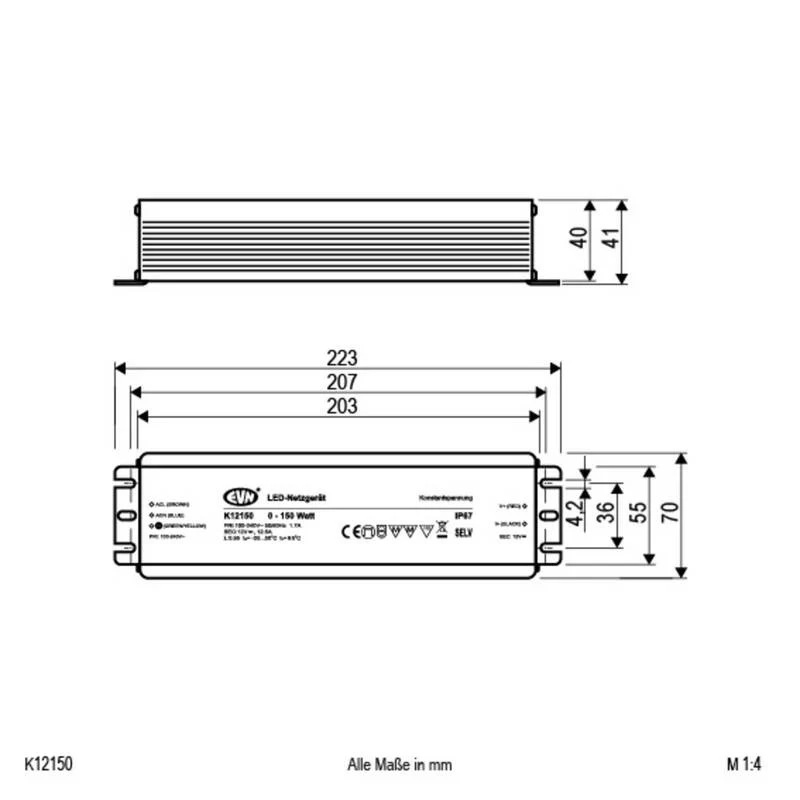 B-Ware EVN LED Trafo Stromversorgung Netzteil Konstantspannung 12 VDC Kabel IP67
