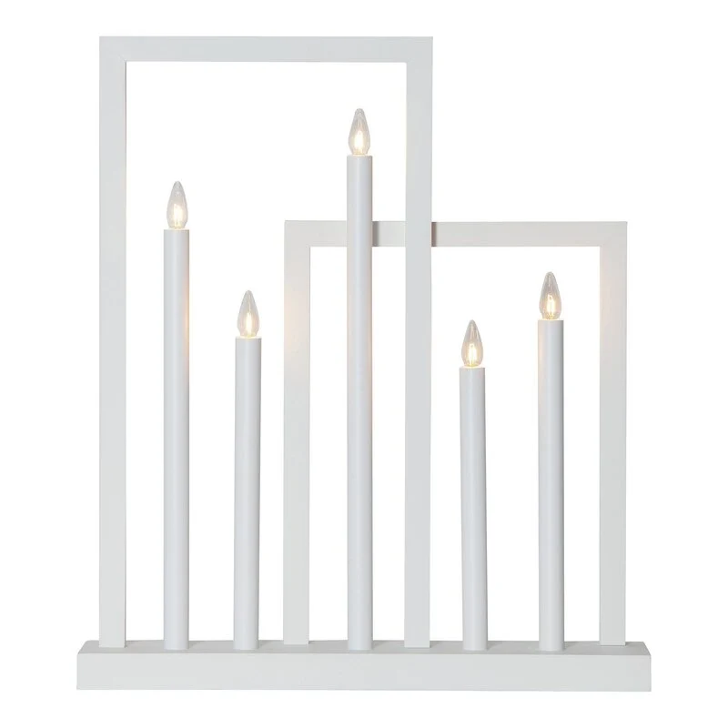 B-Ware STAR TRADING Fensterleuchter Leuchter Kerzenhalter Holz weiß Frame 5-flammig