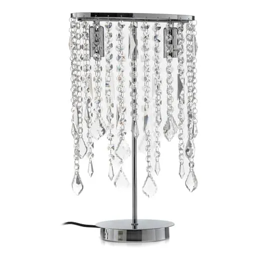 B-Ware Euluna Tischleuchte Laila Schreibtischlampe E14 mit Kristall-Behang zweiflammig