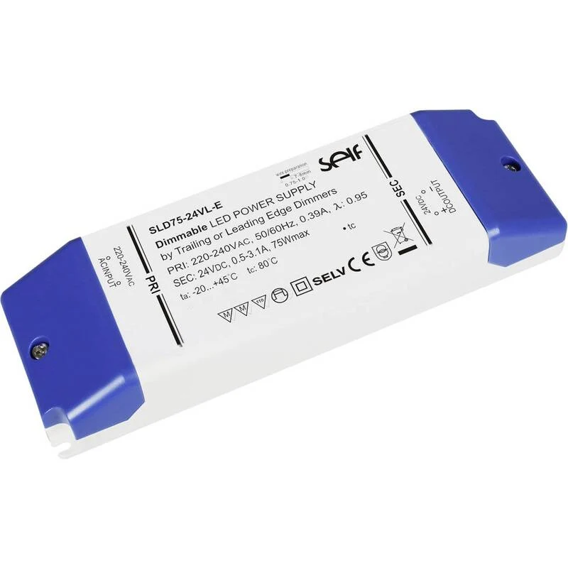 B-Ware Self Electronics SLD75-12VL-E LED-Trafo Konstantspannung 75W 1 - 6.25A 12 V/DC