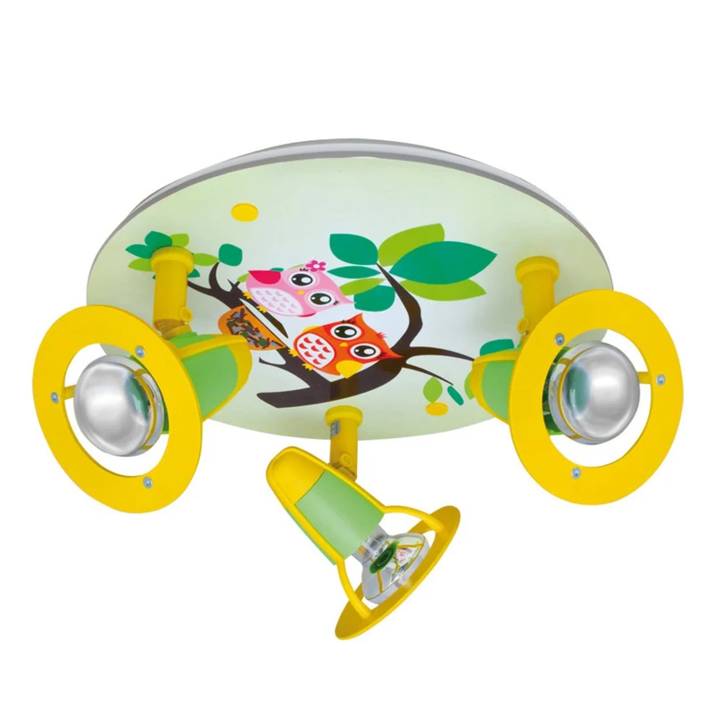 B-Ware ELOBRA Deckenleuchte Lampe Eule Kinderzimmer grün gelb Kinderleuchte Beleuchtung