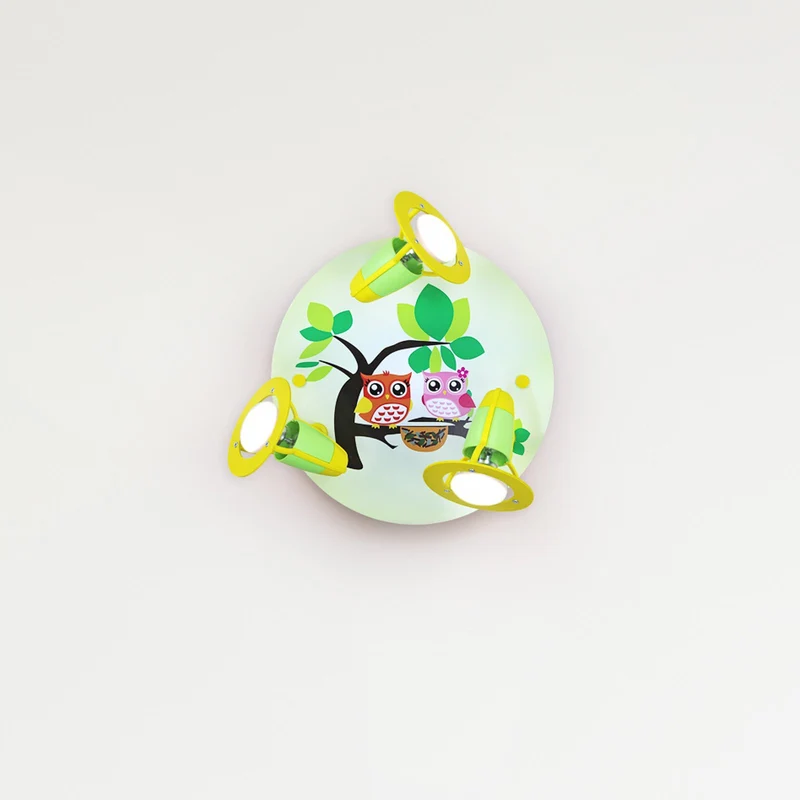B-Ware ELOBRA Deckenleuchte Lampe Eule Kinderzimmer grün gelb Kinderleuchte Beleuchtung