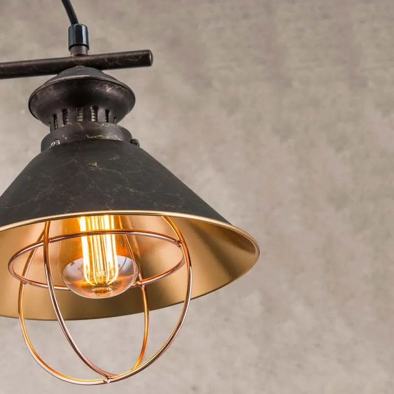 B-Ware Orion Zweiflammige Hängeleuchte Shanta LED Pendelleuchte dimmbar schwarz-kupfer