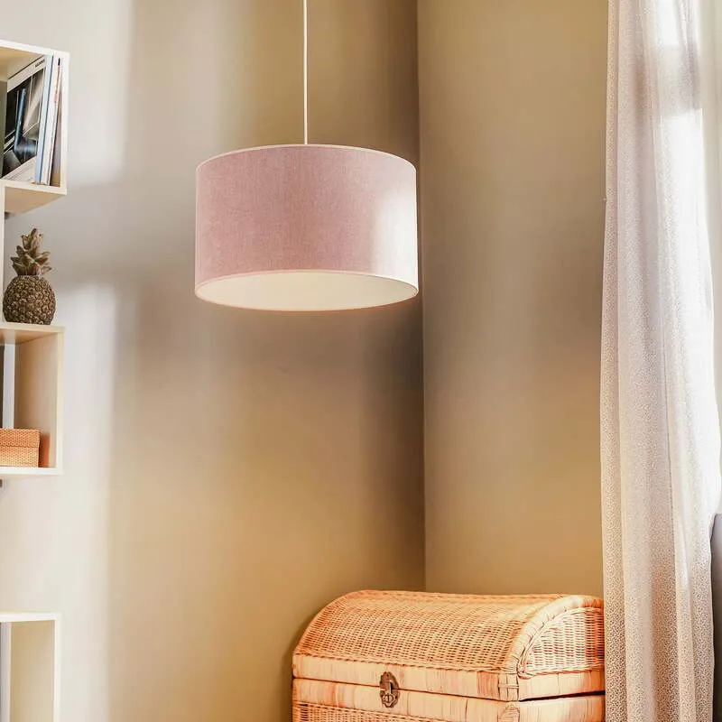 B-Ware Hängeleuchte Pastell Roller rosa LED Pendelleuchte Lampe dimmbar Textil 25cm