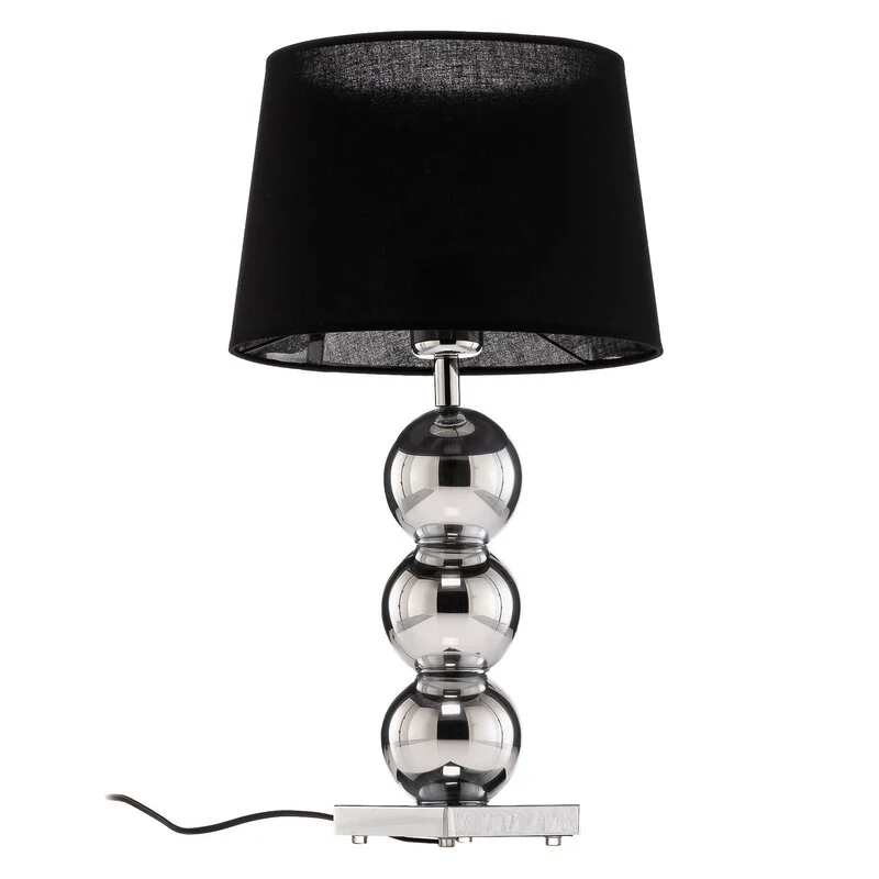 B-Ware Euluna Textil-Tischlampe Fulda Schreibtischlampe E27 Schirm schwarz Fuß chrom