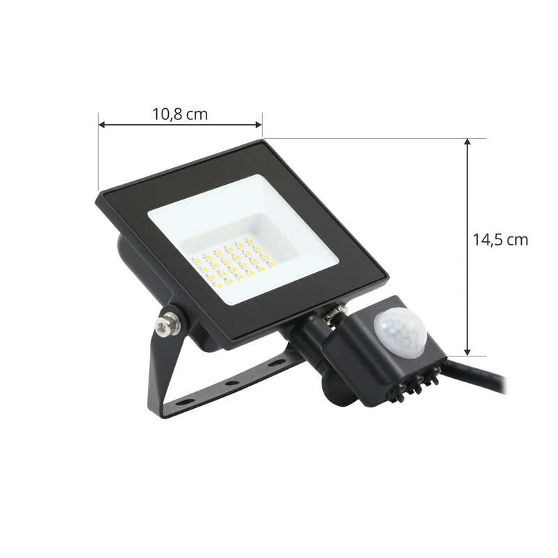 4x B-Ware Prios Außenstrahler LED 20W Maikel mit Bewegungsmelder 1620lm schwarz IP44 3000K