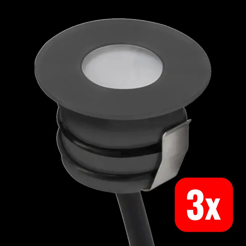 3x B-Ware EVN Bodeneinbauleuchte Einbaustrahler LED anthrazit IP65 Aluminium Warmweiß 3 ST