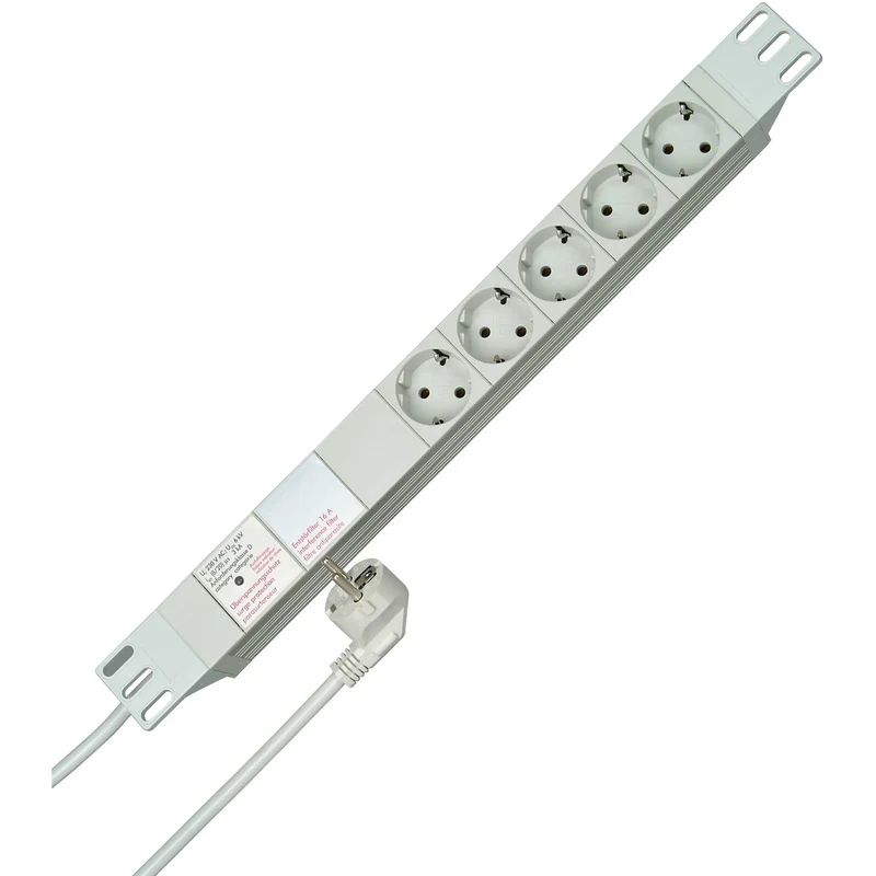 B-Ware Kopp 930504014 Steckdosenleiste Verteiler 19 Zoll 5fach Weiß Schutzkontakt 1 St