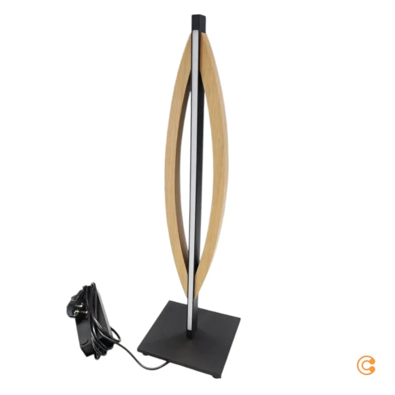 B-Ware Quitani Tischleuchte Tischlampe LED Kiera Eiche Schwarz Aluminium Wohnzimmer