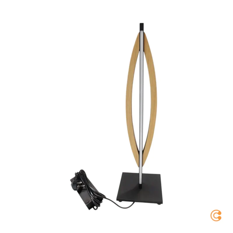 B-Ware Quitani Tischleuchte Tischlampe LED Kiera Eiche Schwarz Aluminium Wohnzimmer