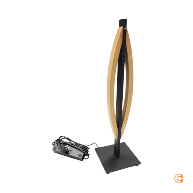 B-Ware Quitani Tischleuchte Tischlampe LED Kiera Eiche Schwarz Aluminium Wohnzimmer