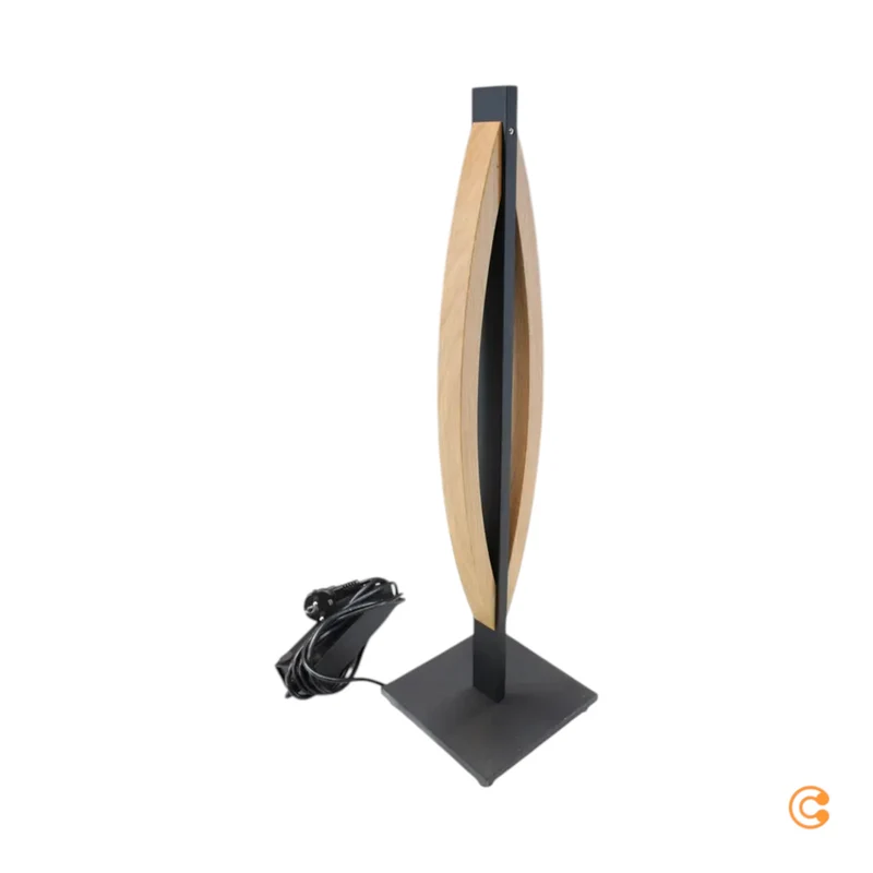 B-Ware Quitani Tischleuchte Tischlampe LED Kiera Eiche Schwarz Aluminium Wohnzimmer