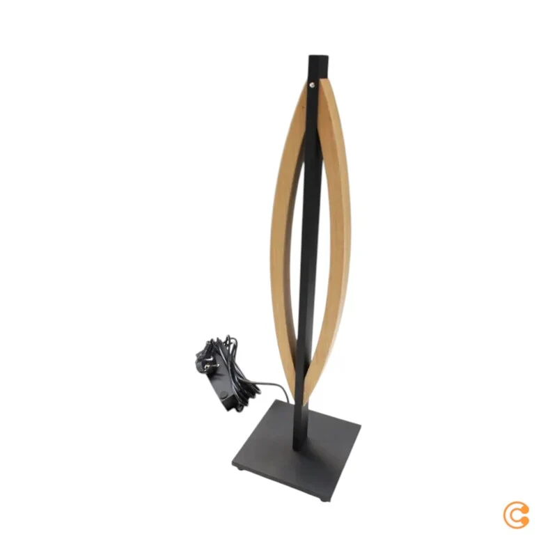 B-Ware Quitani Tischleuchte Tischlampe LED Kiera Eiche Schwarz Aluminium Wohnzimmer