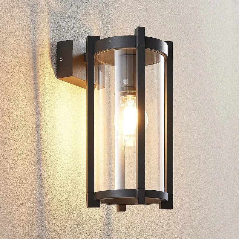 B-Ware Lucande Außenwandleuchte Brienne anthrazit Gartenlampe dimmbar IP54 30cm Metall